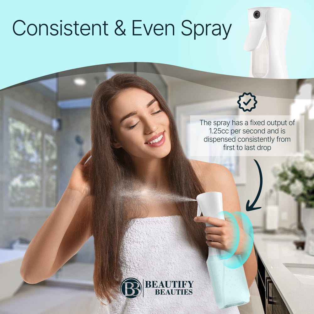 BeautifyBeauties spray bottle for hairstyling with smooth mist