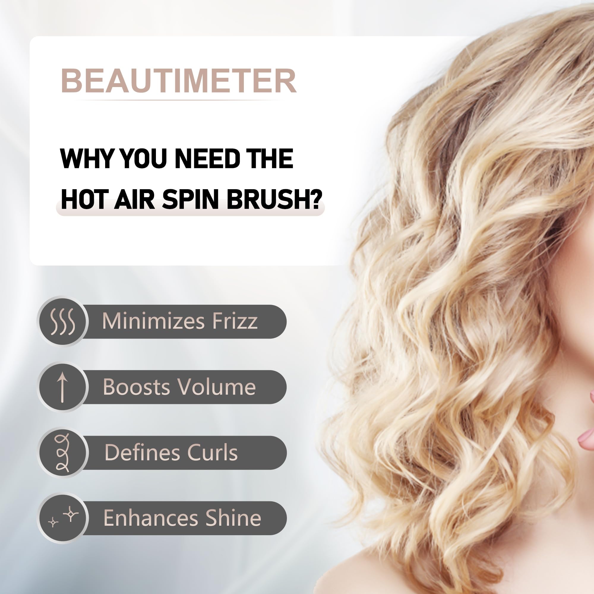 Beautimeter hair dryer brush ionic tech improves moisture retention and shine