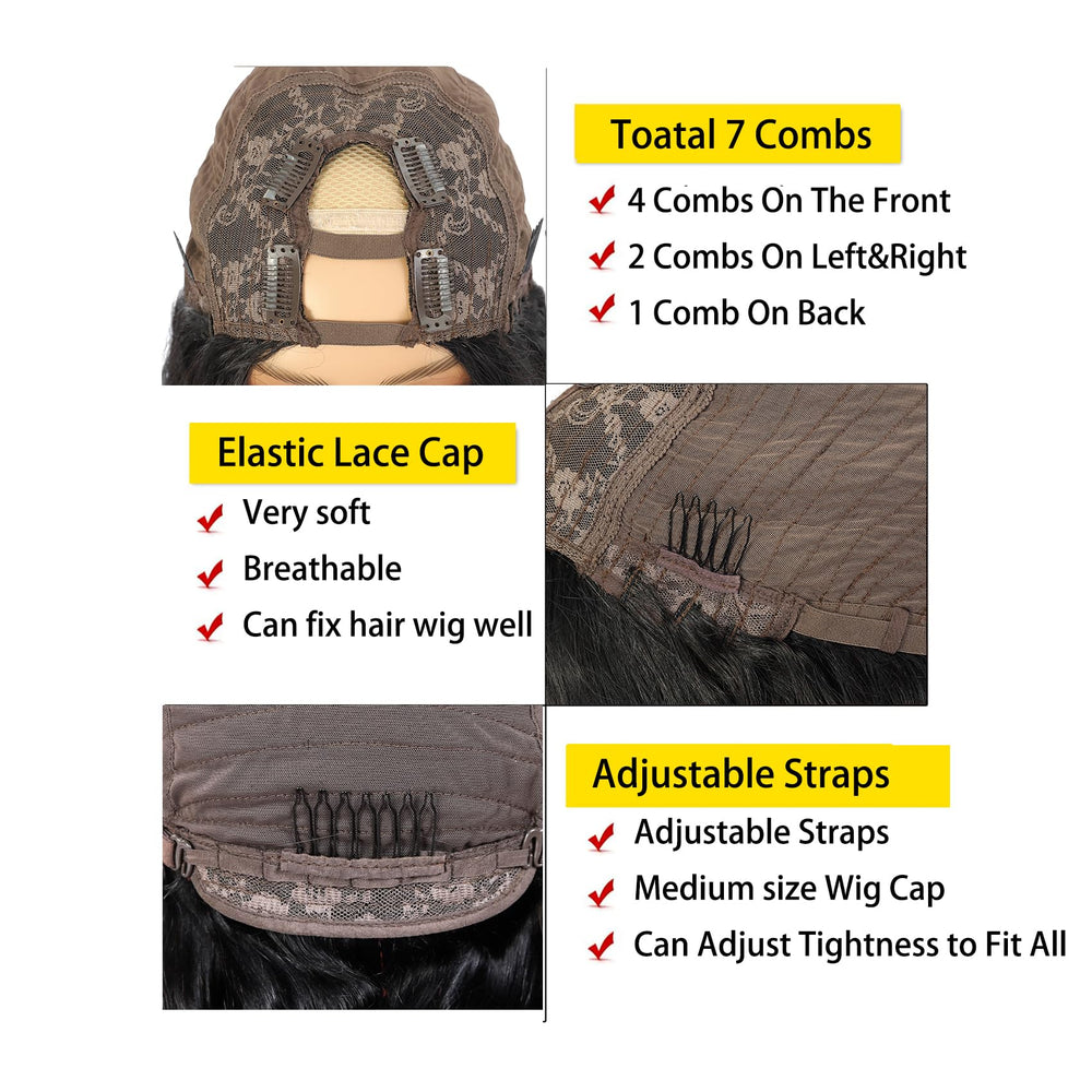  Beautkol U Part wig cap construction offers breathable, comfortable fit