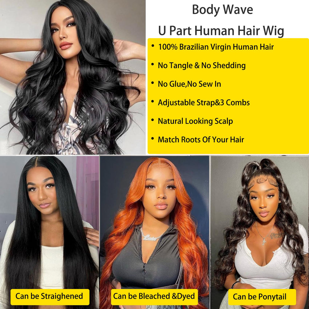  Beautkol U Part wig natural black color for versatile everyday wear