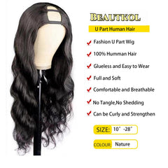  Beautkol U Part wig top clip-in setup proves secure, glue-free installation