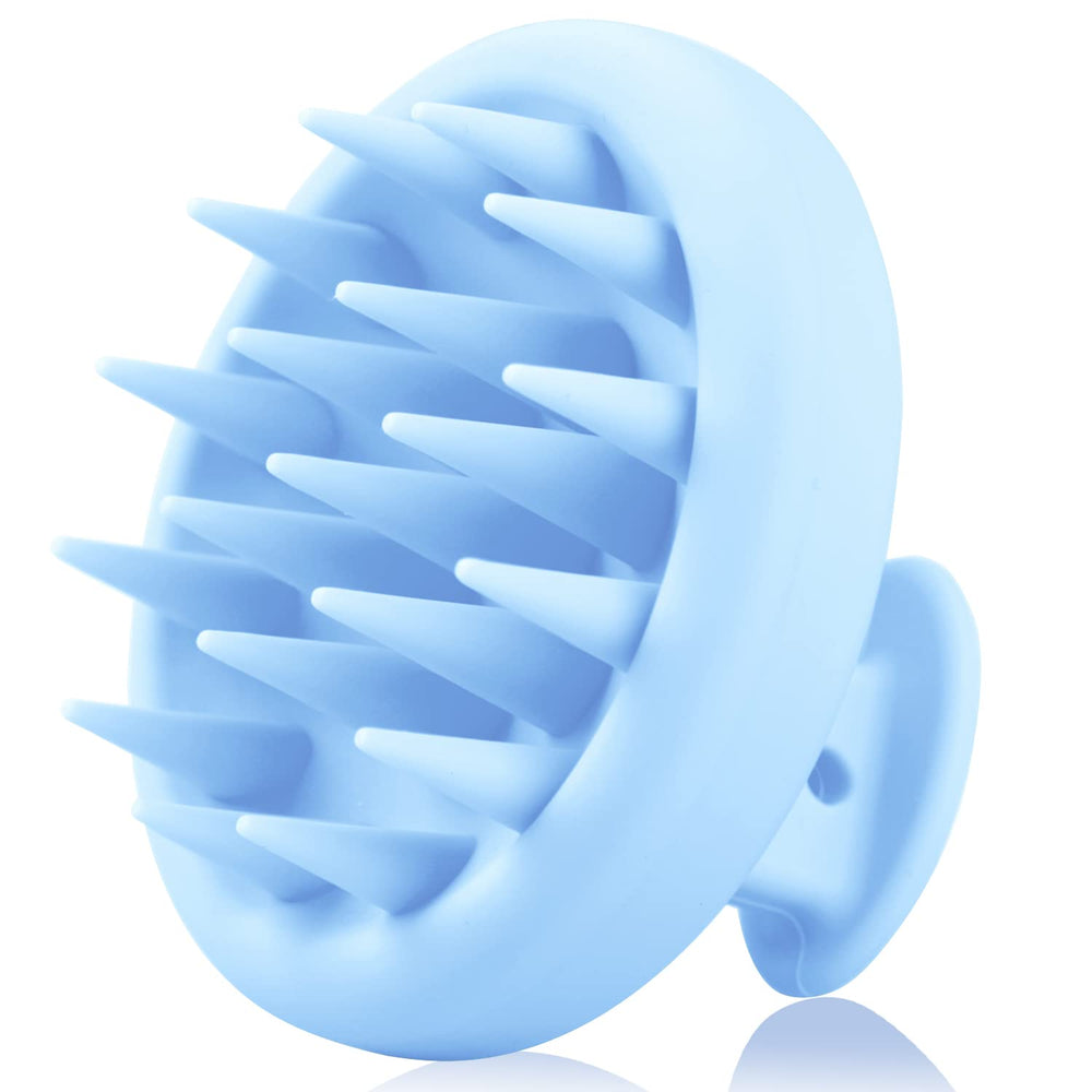 Beautlohas silicone scalp massager brush blue with soft bristles for gentle scalp care.