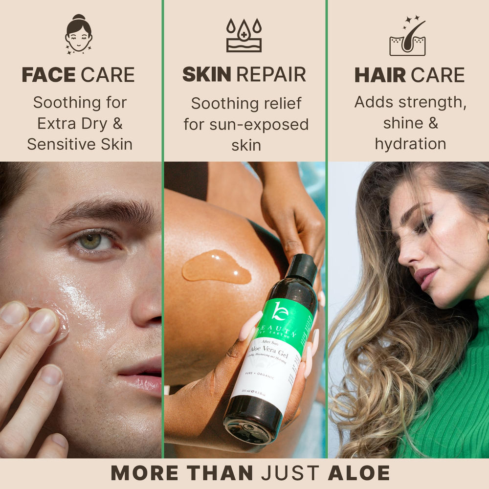 Beauty by Earth Aloe Vera Gel with Vitamin C and E enriches moisture and elasticity.