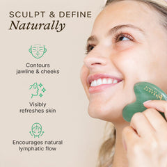 Beauty by Earth aventurine jade gua sha massage stone for soothing facial massage and gentle drainage.
