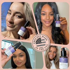 Beauty by Earth Bakuchiol Serum being applied to cheek for smooth texture