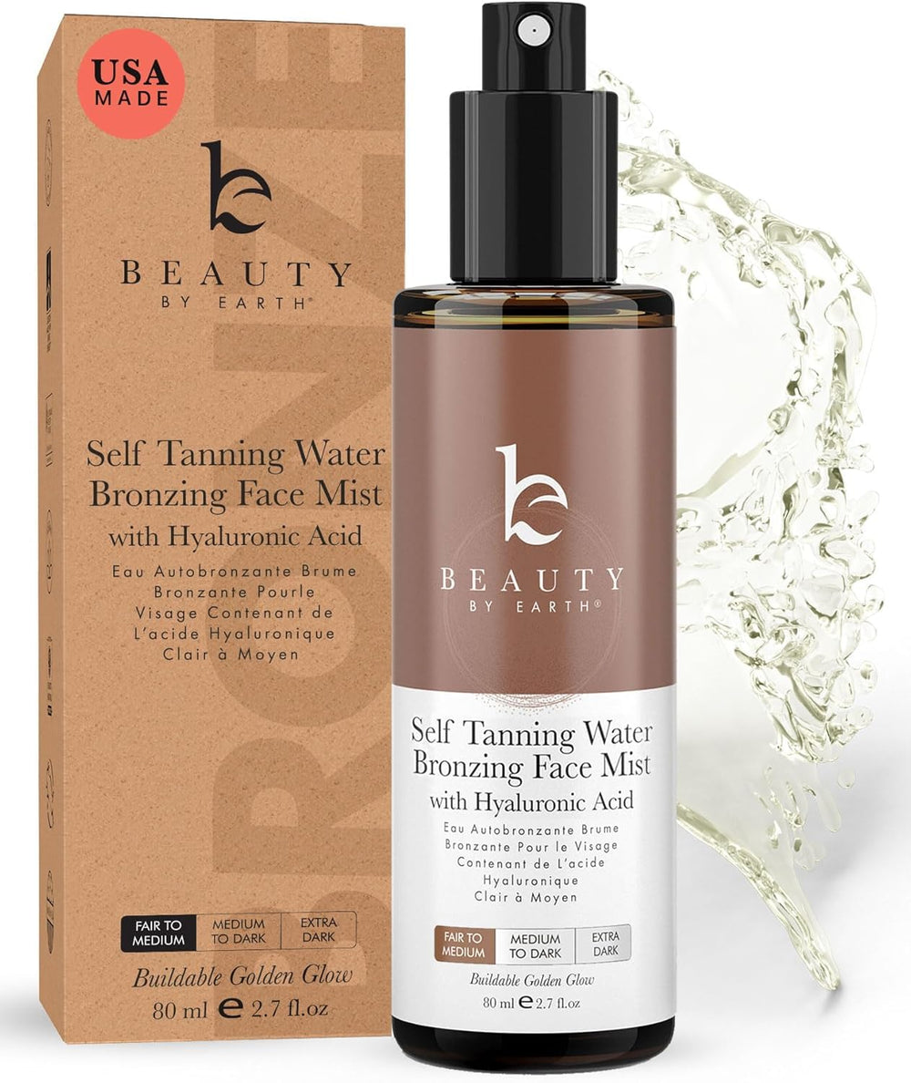 Beauty by Earth bronzing face tanner spray mist bottle for natural glow