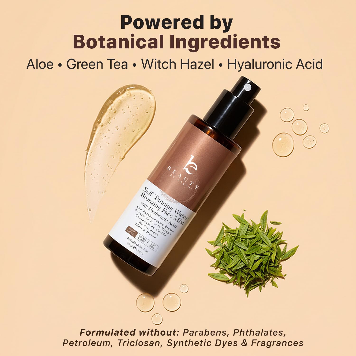 Beauty by Earth color development on skin showing buildable tan