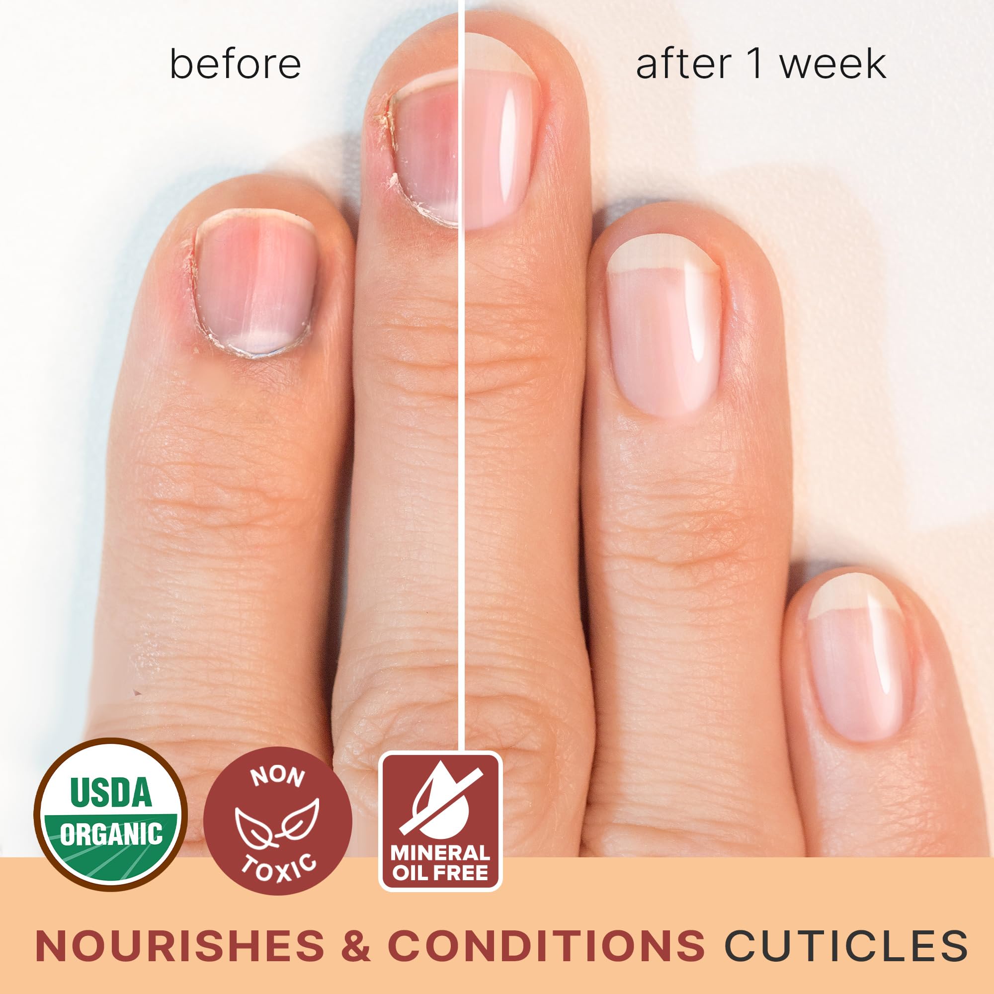 Beauty by Earth cuticle oil application demonstrating daily use for healthy cuticles.