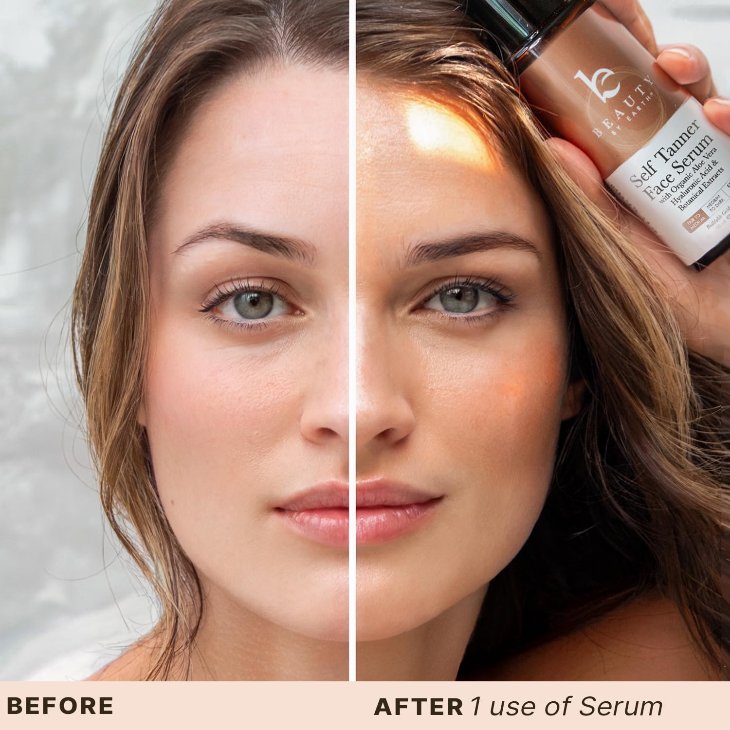 Beauty by Earth Face Tanner Serum drying moment with quick set time