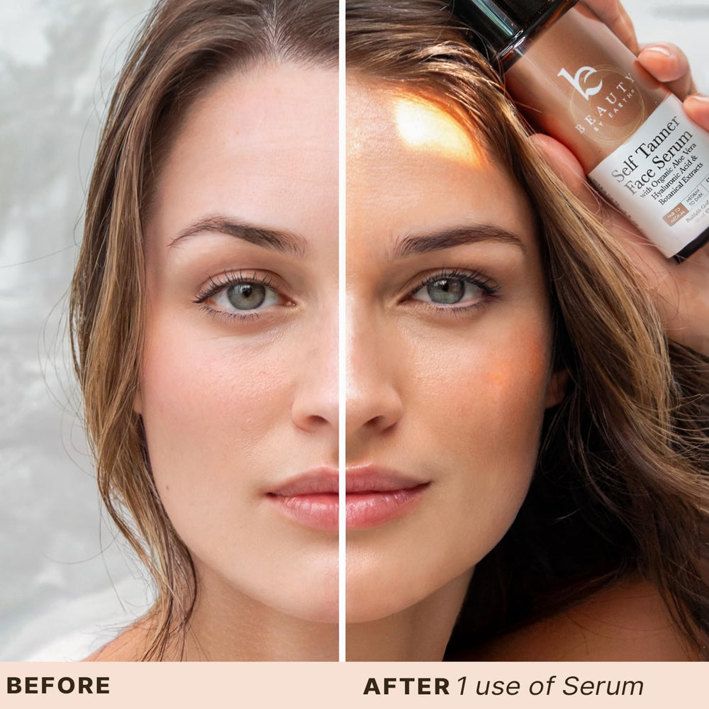 Beauty by Earth Face Tanner Serum drying moment with quick set time