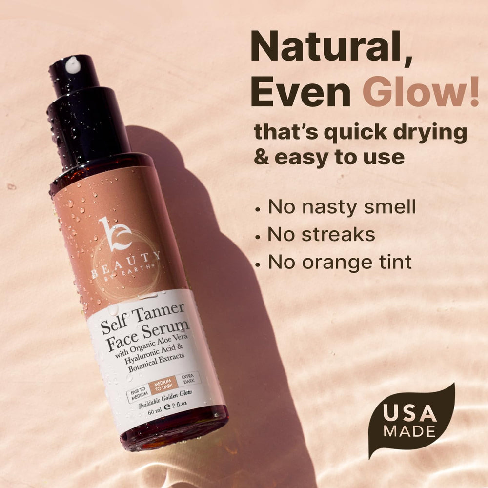 Beauty by Earth Face Tanner Serum being spread on skin for even tan