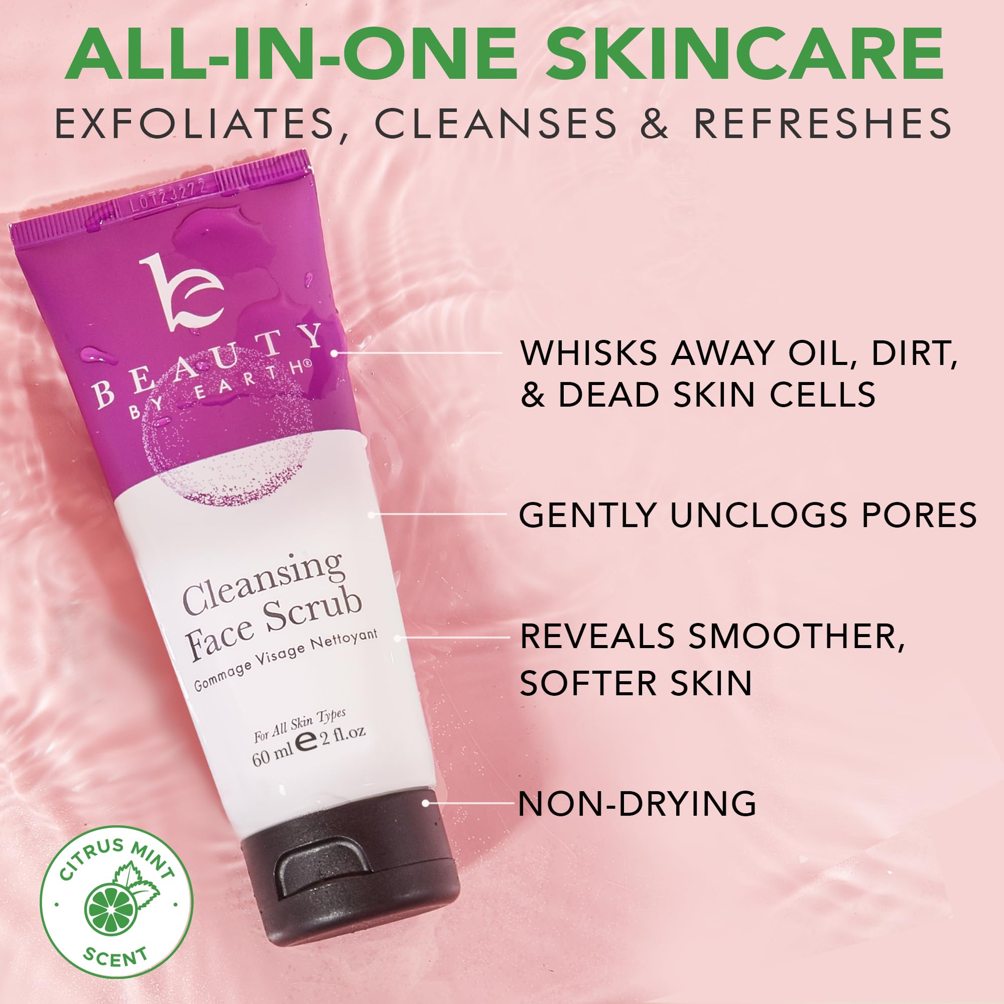 Beauty by Earth exfoliator demonstrates deep cleansing and pores refinement.