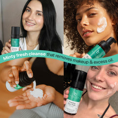 Beauty by Earth foaming face wash bottle-closed highlights USA-made, natural skincare.