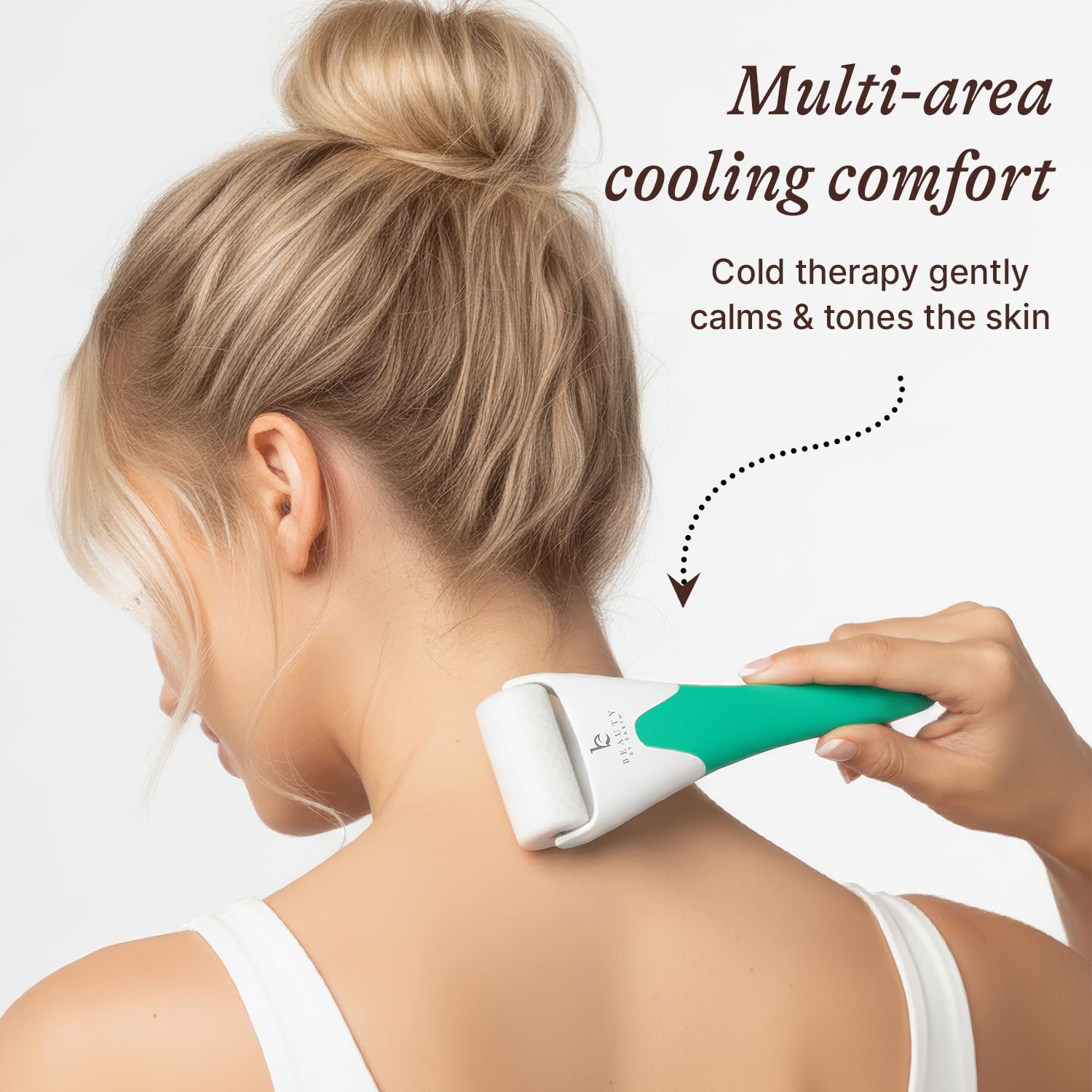 Beauty by Earth Ice Roller migraine relief use cools temples and eases tension.