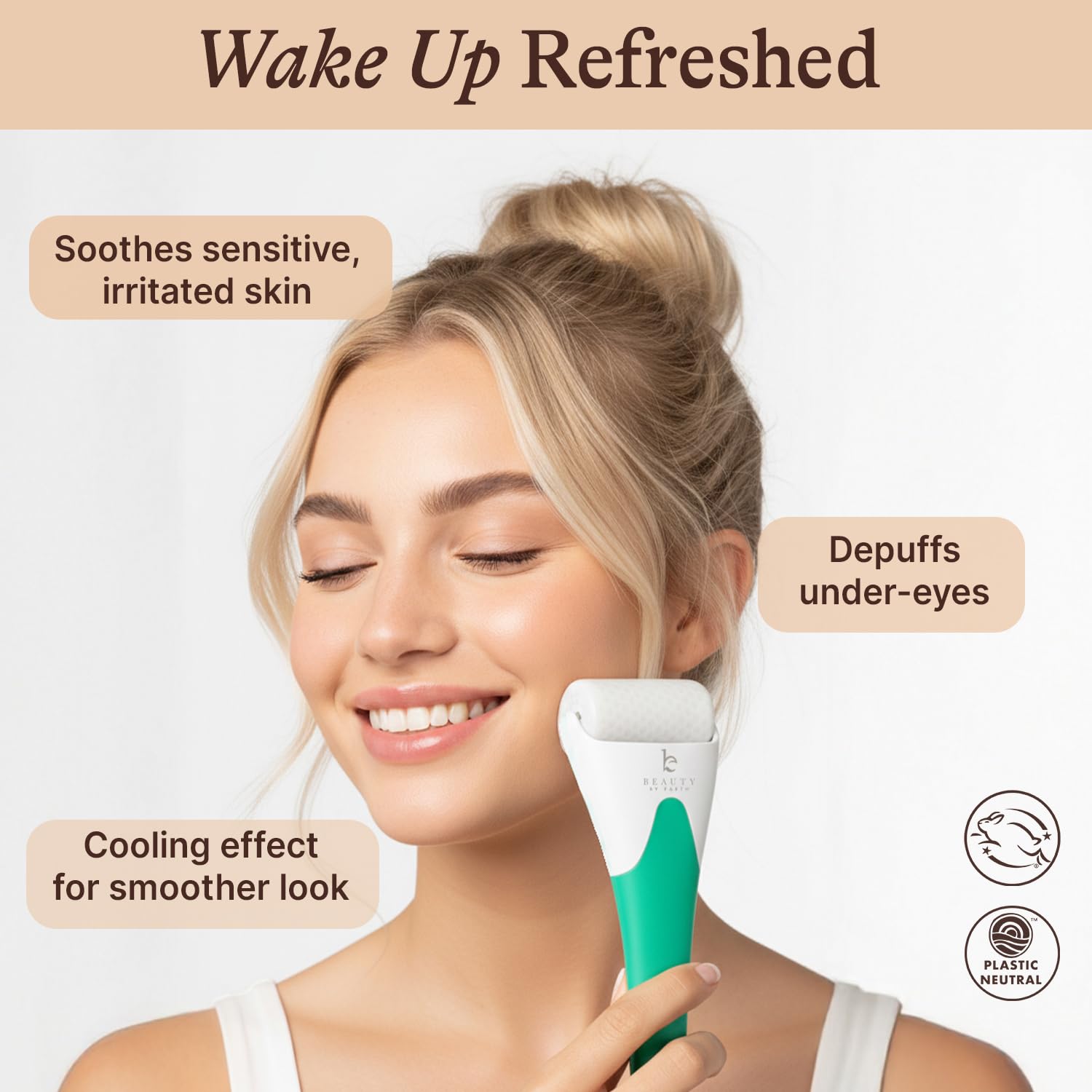 Beauty by Earth Ice Roller under-eye massage reduces swelling and brightens tired eyes.