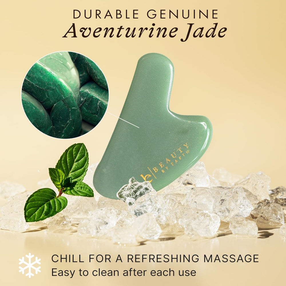 Beauty by Earth jade aventurine gua sha gift box, ready for gifting skincare lovers.