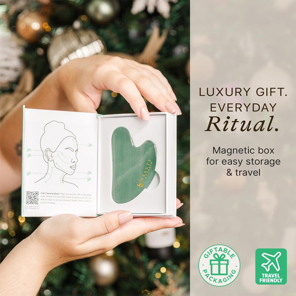 Beauty by Earth jade gua sha close-up highlighting a smooth surface for gentle skin contact.