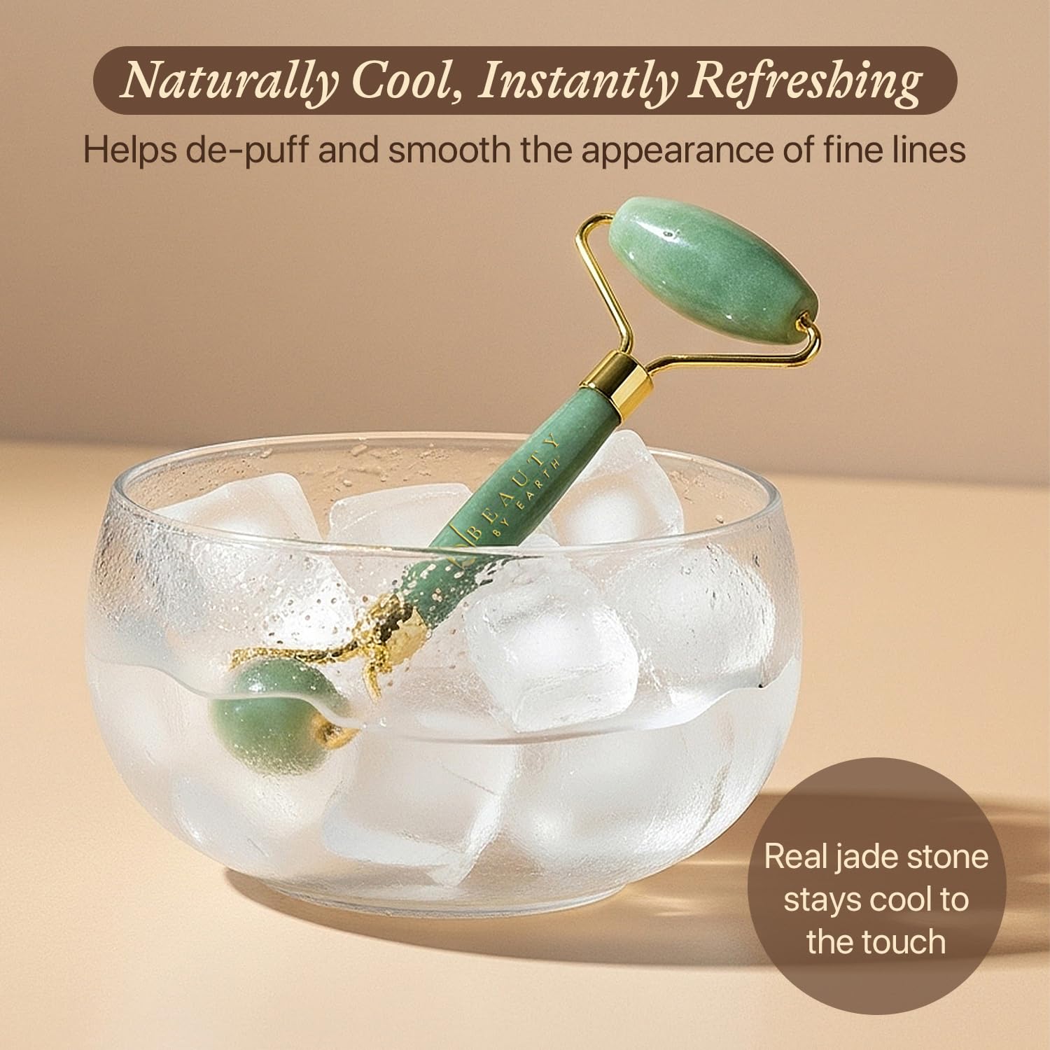 Beauty by Earth Jade Roller ergonomic handle ensures comfortable daily facial massage.