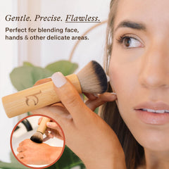 Beauty by Earth Kabuki brush bamboo handle offers sustainable comfort
