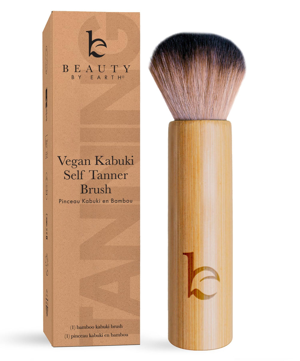 Beauty by Earth Kabuki brush with soft vegan bristles for precise blending