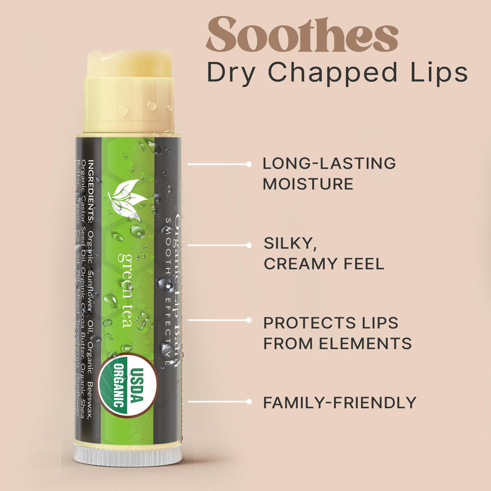 Beauty by Earth lip balm tube close-up highlights smooth, moisturizing texture.