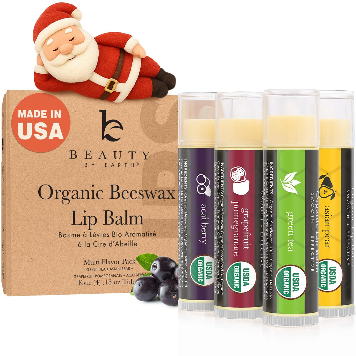 Beauty by Earth lip balm USA-made, natural formula for everyday moisture.