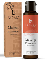 Beauty by Earth makeup remover bottle shows gentle cleansing for all skin types
