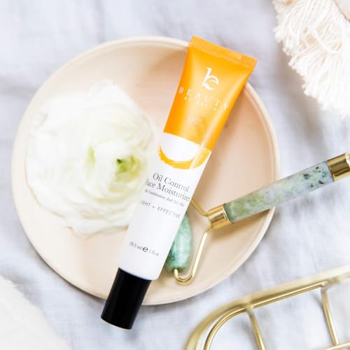 Beauty by Earth oil-control moisturizer being applied, lightweight texture absorbs quickly.