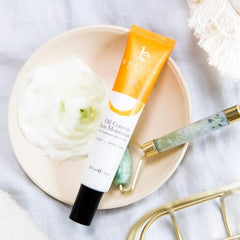 Beauty by Earth oil-control moisturizer being applied, lightweight texture absorbs quickly.