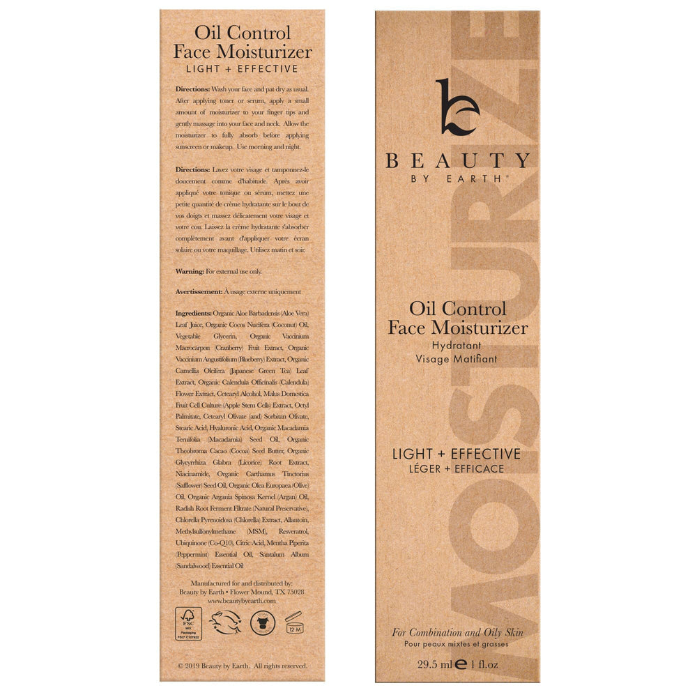 Beauty by Earth ingredient label highlights natural and organic components.