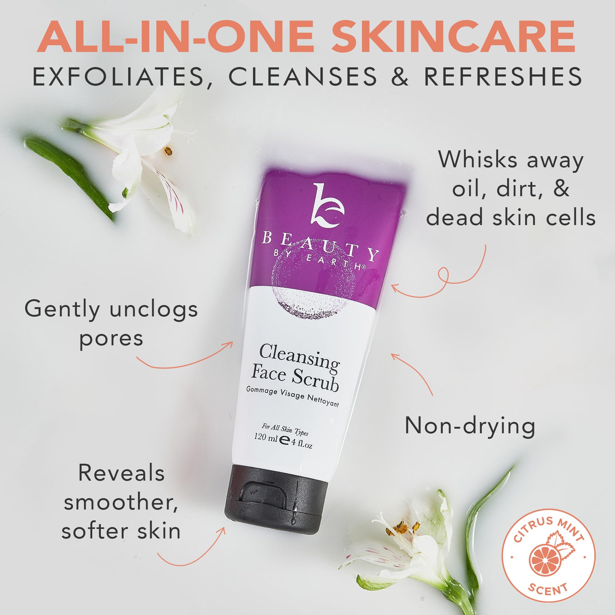Beauty by Earth organic ingredients label emphasizing USA-made skincare