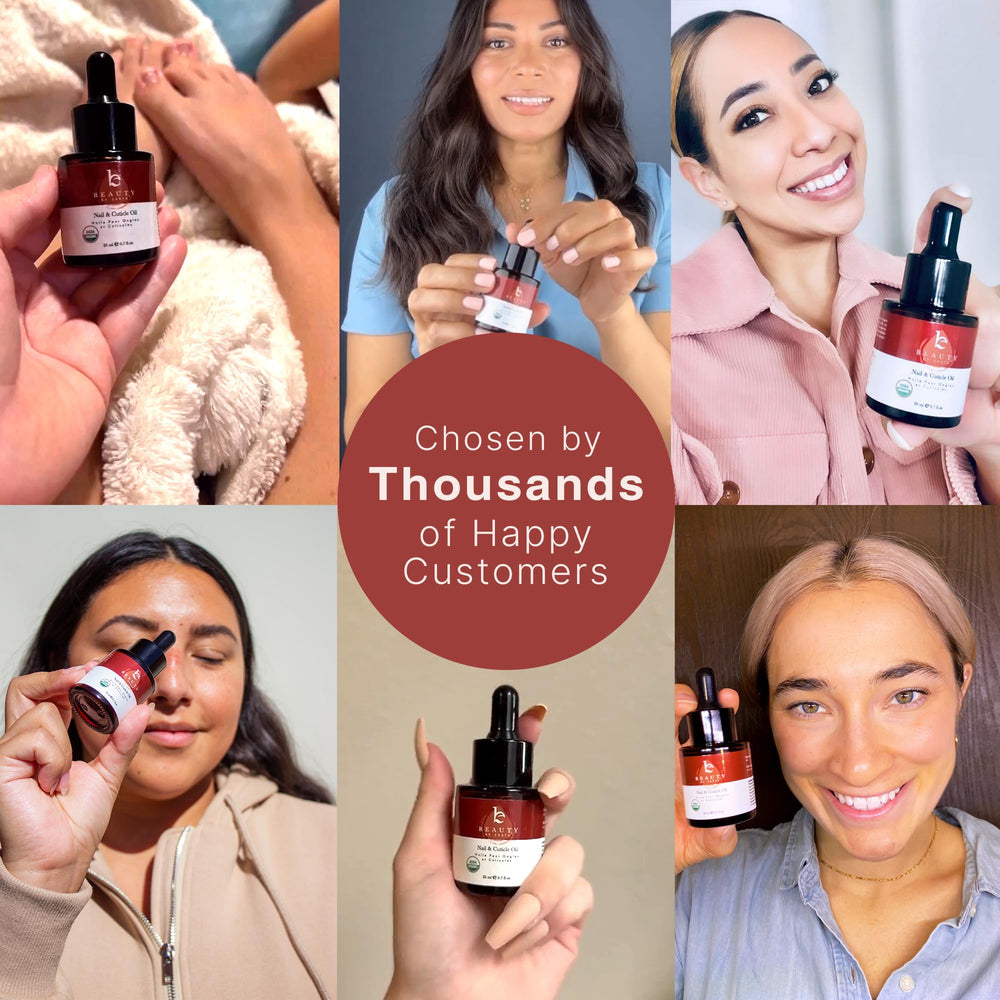 Beauty by Earth ingredients highlight jojoba and vitamin E for nourished nails.