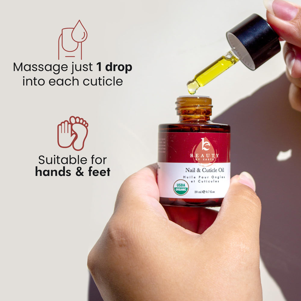 Beauty by Earth packaging detail highlights eco-friendly, clean ingredients.