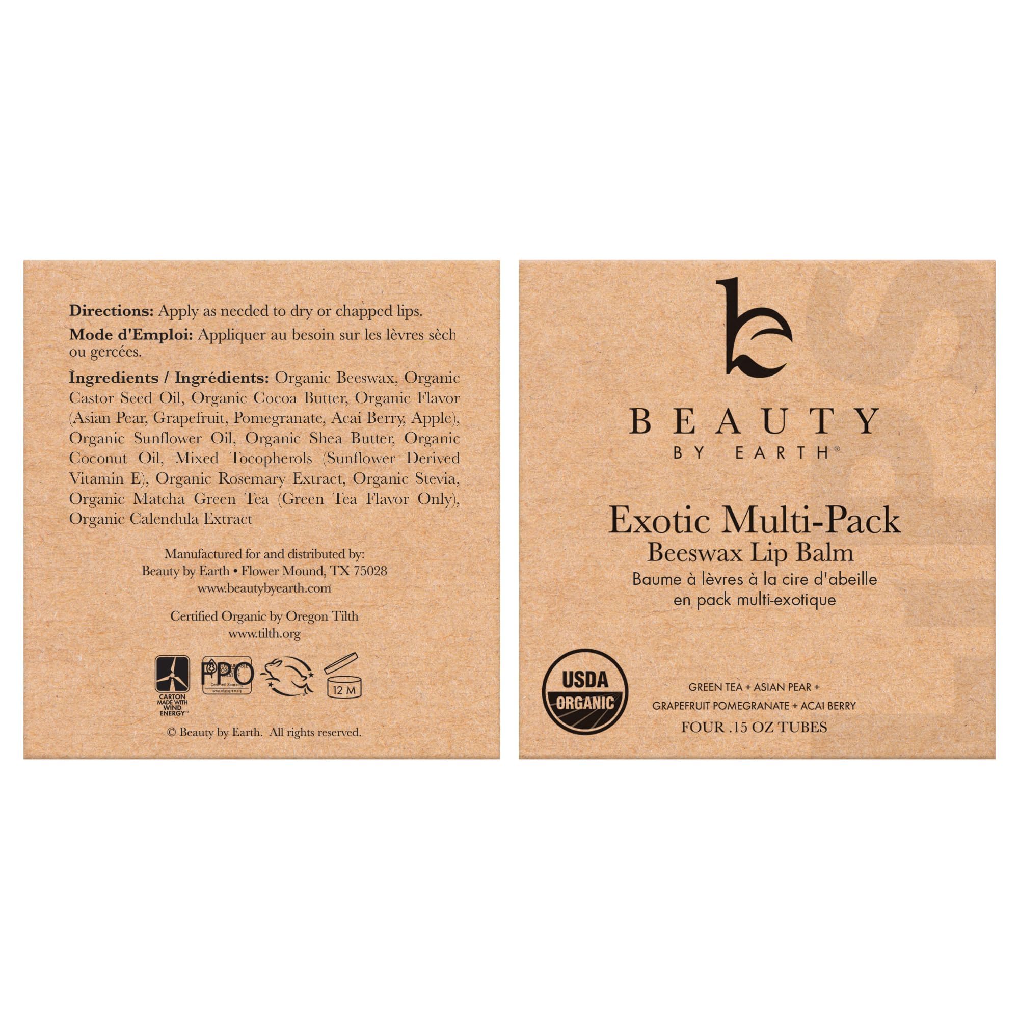 Beauty by Earth packaging image, USA-made packaging perfect for gifting.