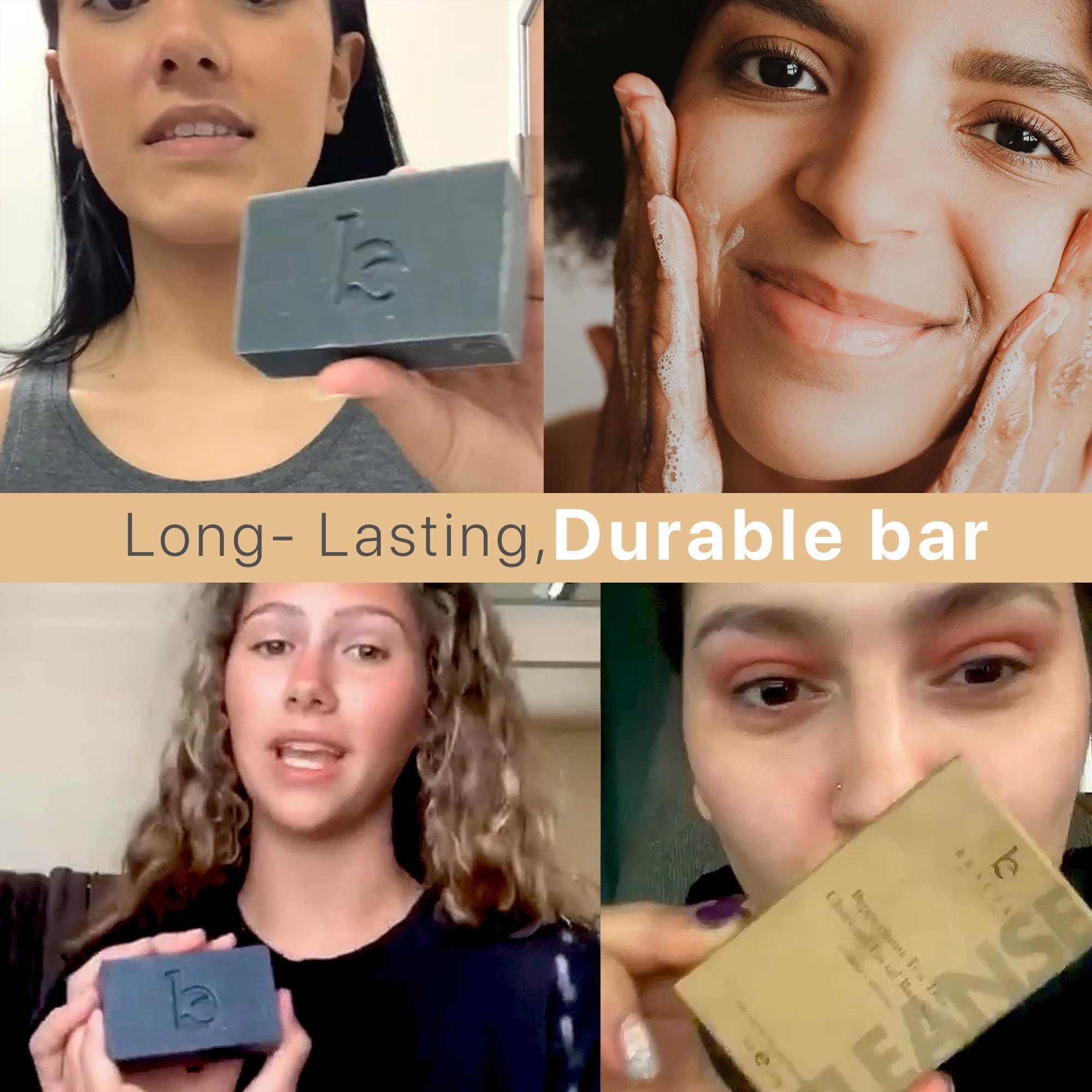 Beauty by Earth soap lather close-up shows detoxifying charcoal for clearer pores