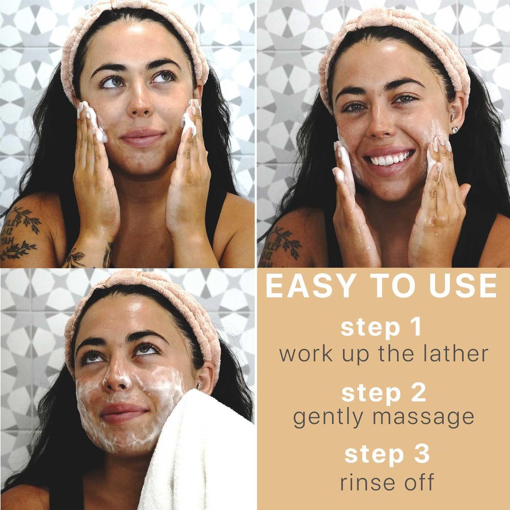 Beauty by Earth packaging close-up emphasizes sulfate-free and paraben-free formula for sensitive skin