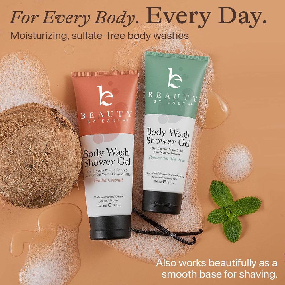 Beauty by Earth peppermint-tea-tree-shower-gel-moisturized-skin: skin feels soft and hydrated