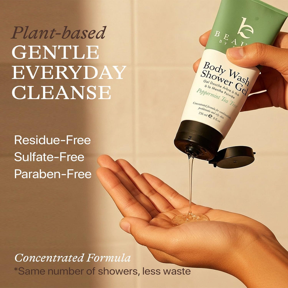 Beauty by Earth peppermint-tea-tree-shower-gel-pour: easy dispense for mess-free showers