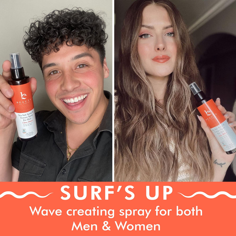 Aloe vera visible in Beauty by Earth sea salt spray formula for soft hair.
