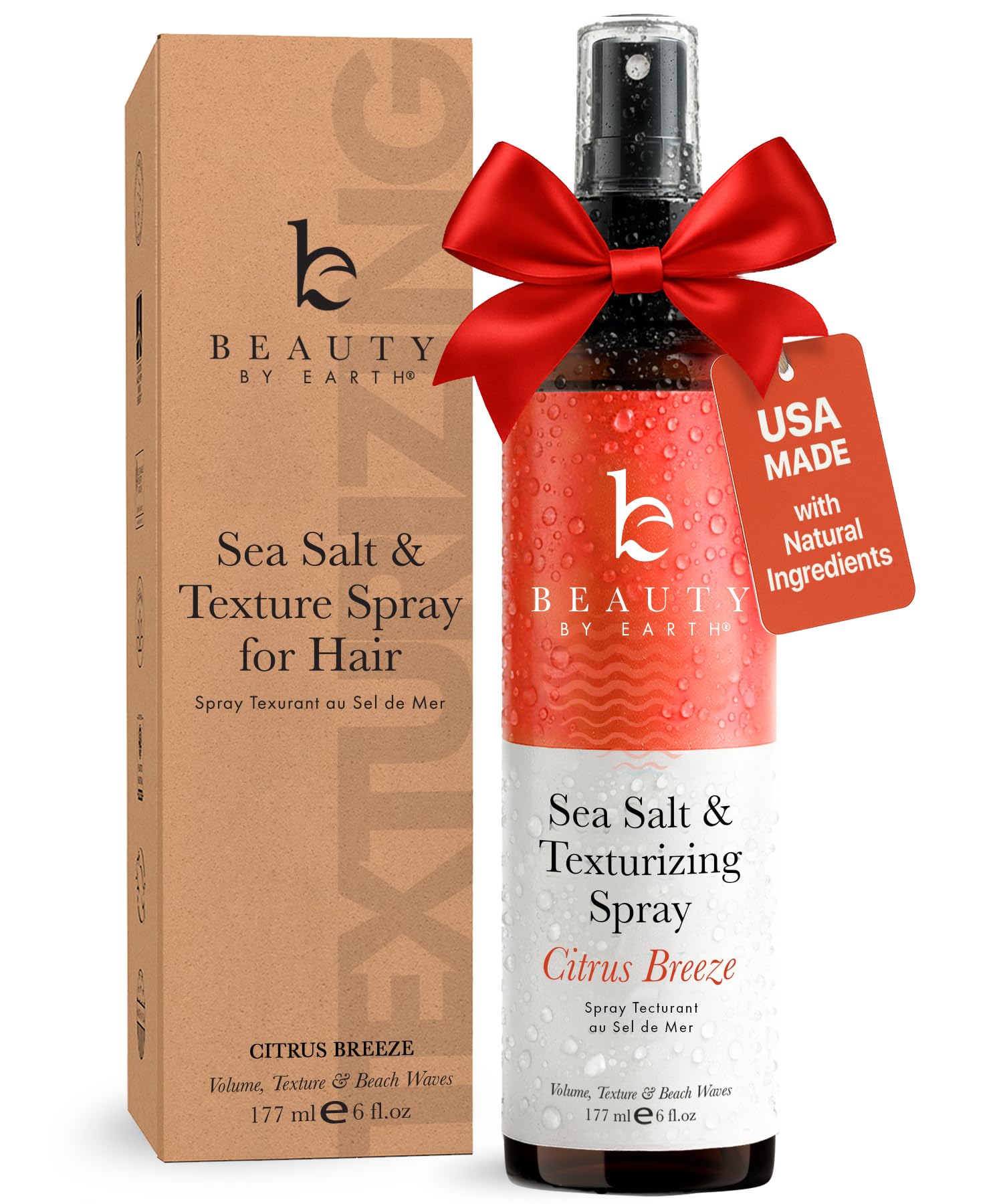 Beauty by Earth sea salt spray bottle for natural texture and everyday styling.