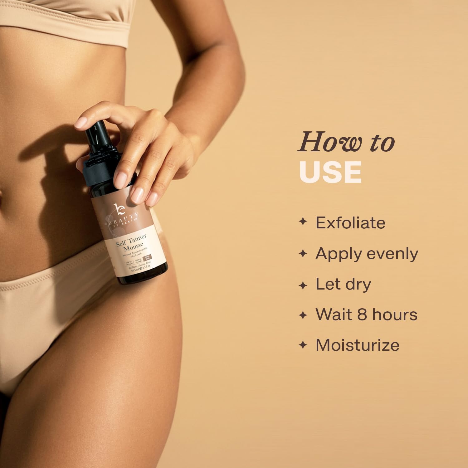 Beauty by Earth face and body usage-friendly mousse suitable for medium to deep skin tones.