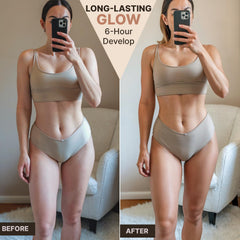 Beauty by Earth self-tanner mousse foam application demonstrates smooth, streak-free tanning in minutes.