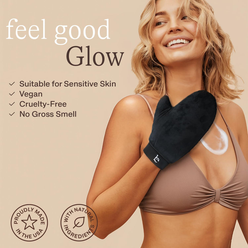 Beauty by Earth self-tanner shade swatches medium to dark showing natural sunless glow.