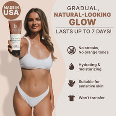 Beauty by Earth Self Tanner USA-made label emphasizing domestic production