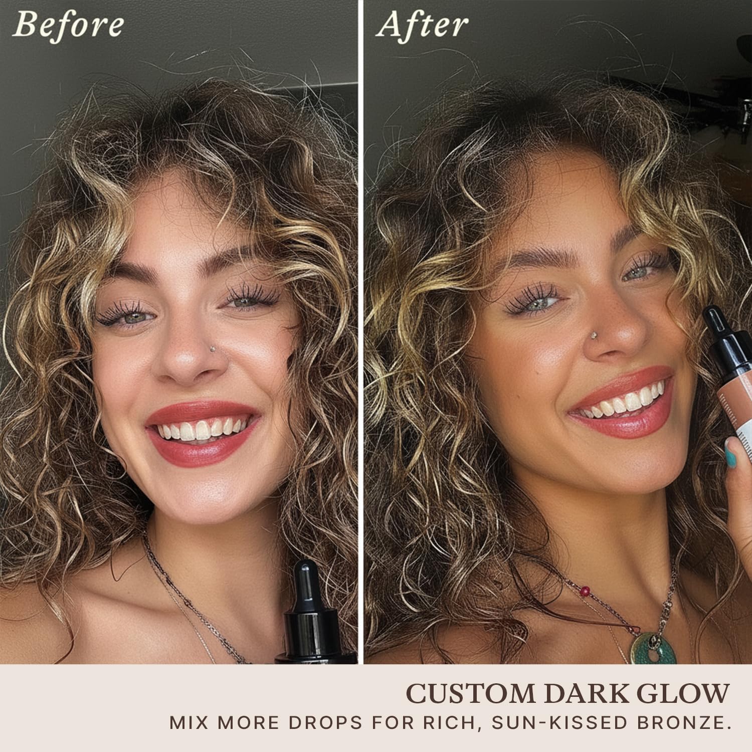 Beauty by Earth Self Tanning Drops dropper close-up shows precise control.