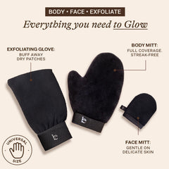 Beauty by Earth exfoliating glove readying skin for even tan