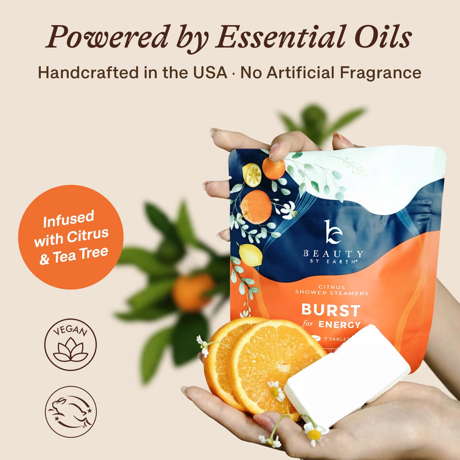 Beauty by Earth steamers in a bathroom showcase refreshing citrus aroma.