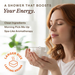 Beauty by Earth citrus shower steamers close-up reveals natural ingredients.