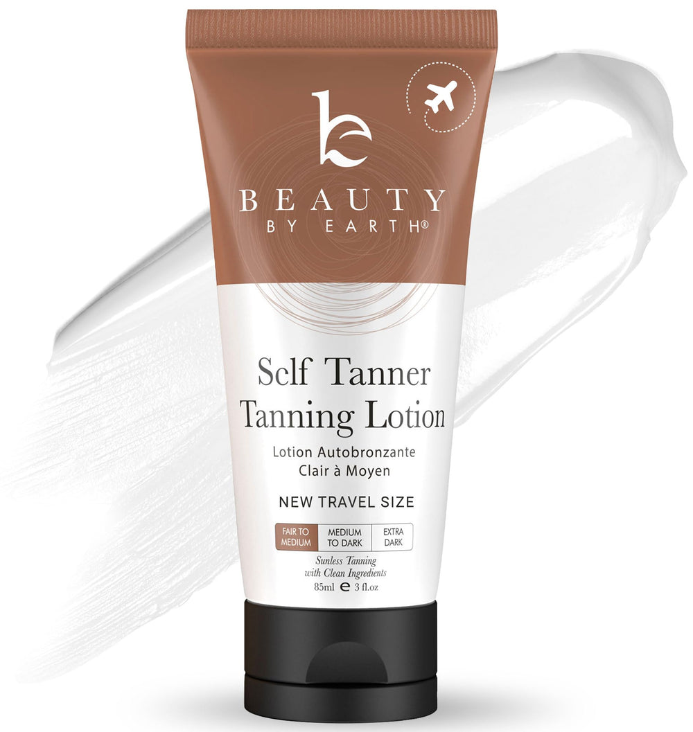 Beauty by Earth tanning lotion travel-size for on-the-go glow and convenience