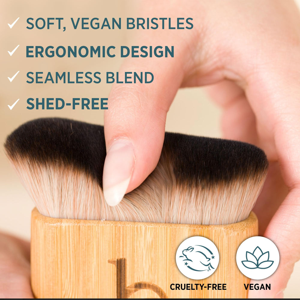 Beauty by Earth Ultra Soft Self Tanner Brush with bamboo handle for durable grip.